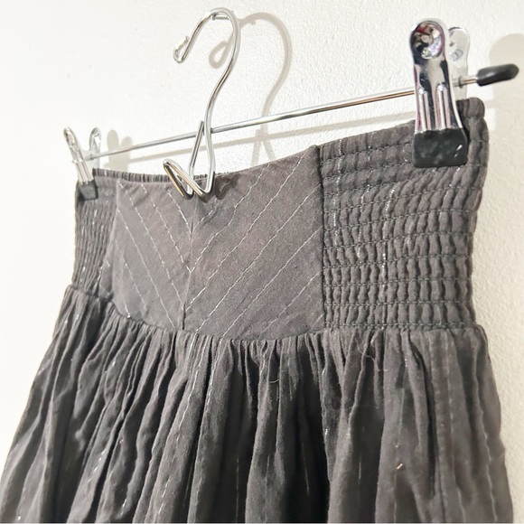 Anthropologie Staring at Stars Metallic Striped Full Mini Skirt Lined Elastic - Picture 3 of 10